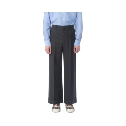 Wool Gabardine Trousers With Turn-Ups
