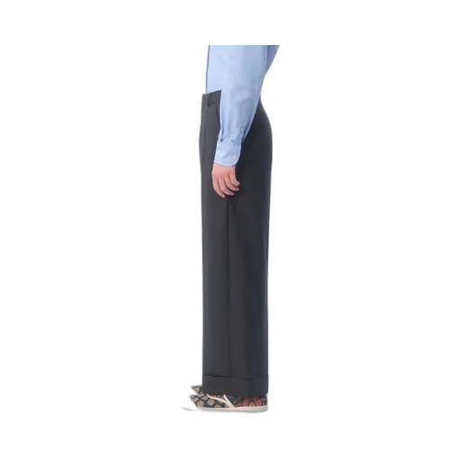 Wool Gabardine Trousers With Turn-Ups