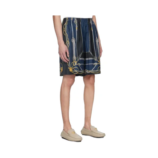 Nautical Print Knee-Length Shorts