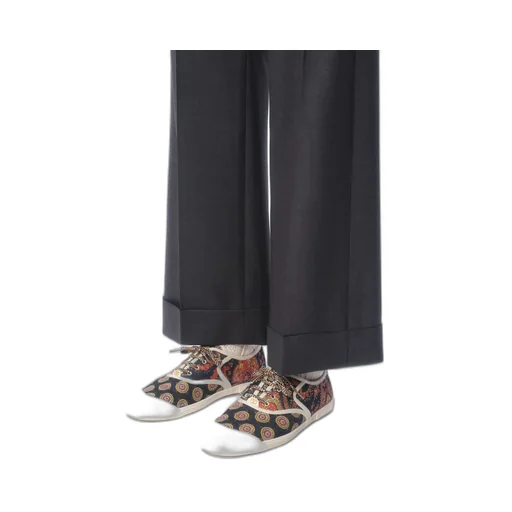 Wool Gabardine Trousers With Turn-Ups