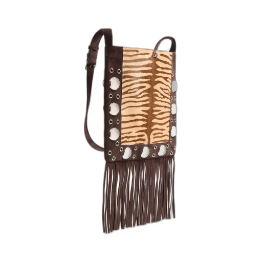 NellcÔTe Shoulder Bag In Animalier Pony Effect Calfskin With Fringes