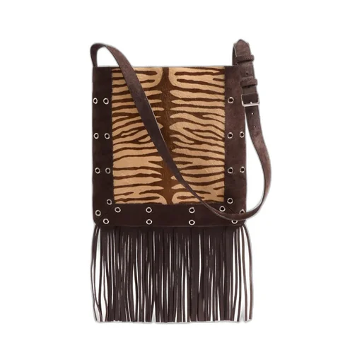 NellcÔTe Shoulder Bag In Animalier Pony Effect Calfskin With Fringes