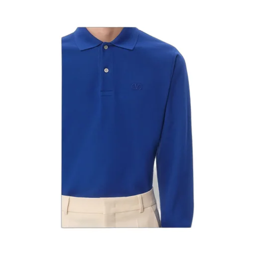 Vlogo Embroidered Long-Sleeved Polo Shirt