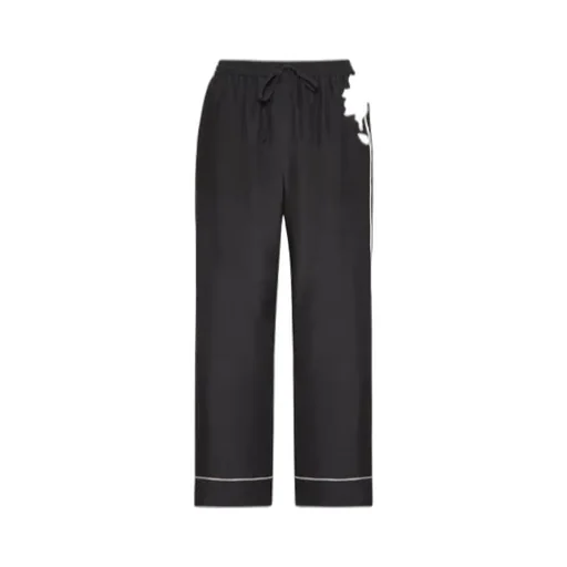 Elastic-Waistband Piped Trousers