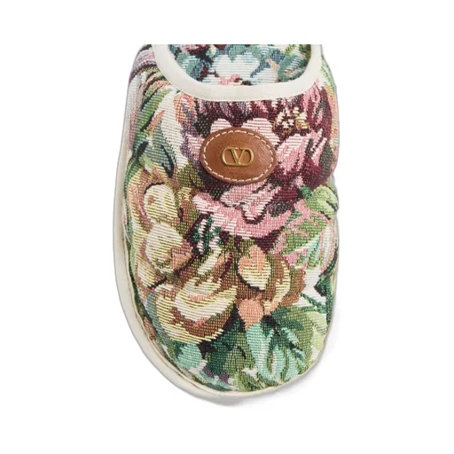 Logo Patch Floral Patterned Slippers