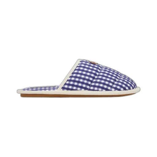 Checked Logo Patch Slippers