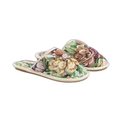 Logo Patch Floral Patterned Slippers