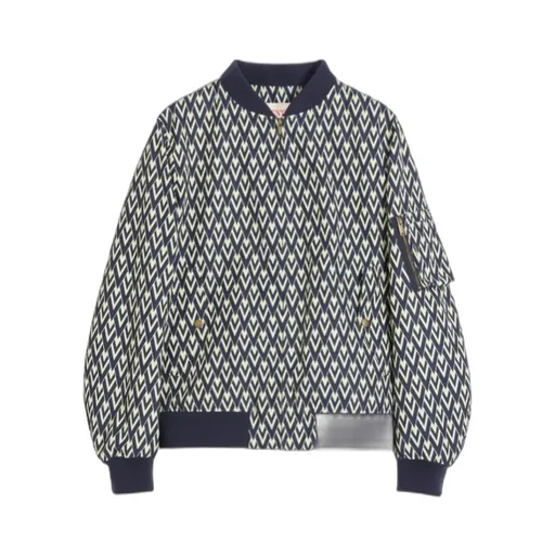 Nylon Bomber Jacket With Toute La V Print