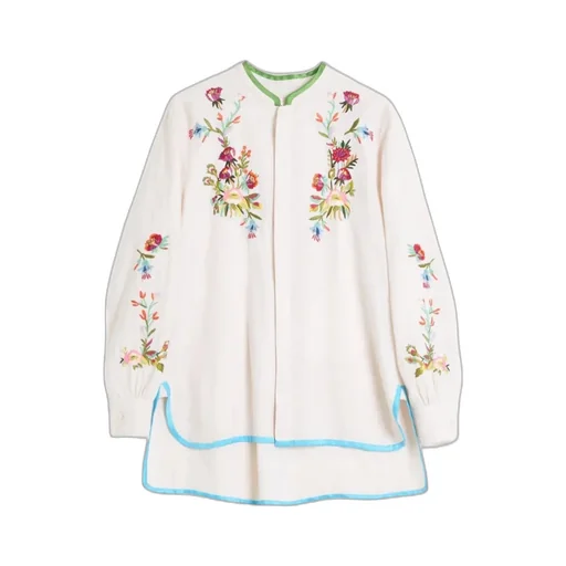 Floral Embroidered Button Detailed Shirt