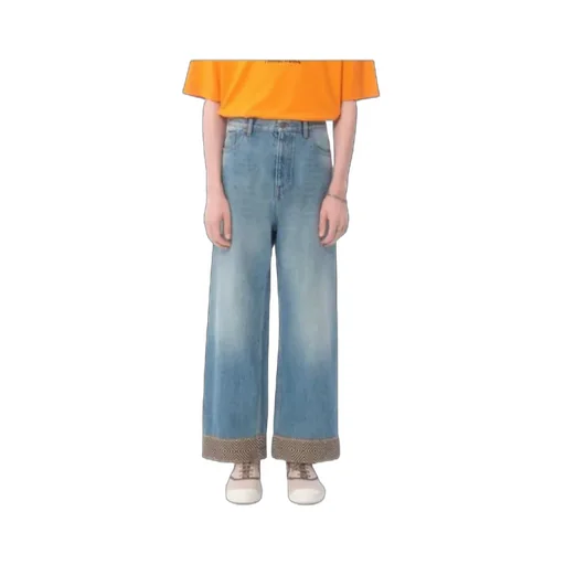 Logo Patch Wide Leg Jeans