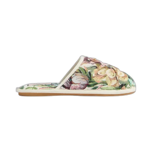 Logo Patch Floral Patterned Slippers