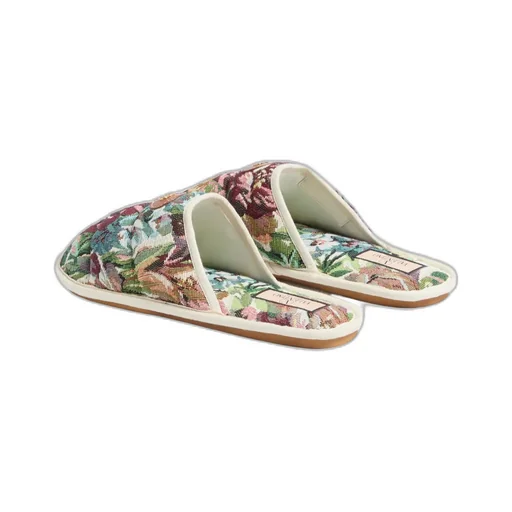 Logo Patch Floral Patterned Slippers