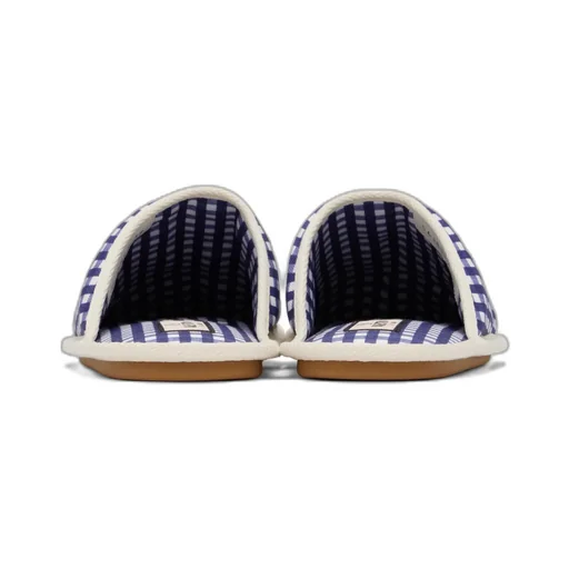 Checked Logo Patch Slippers