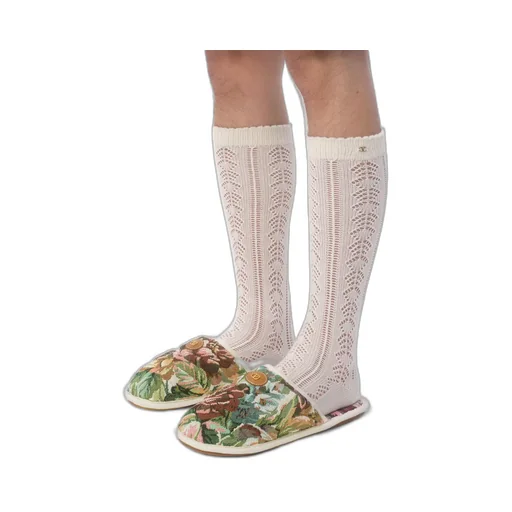 Logo Patch Floral Patterned Slippers