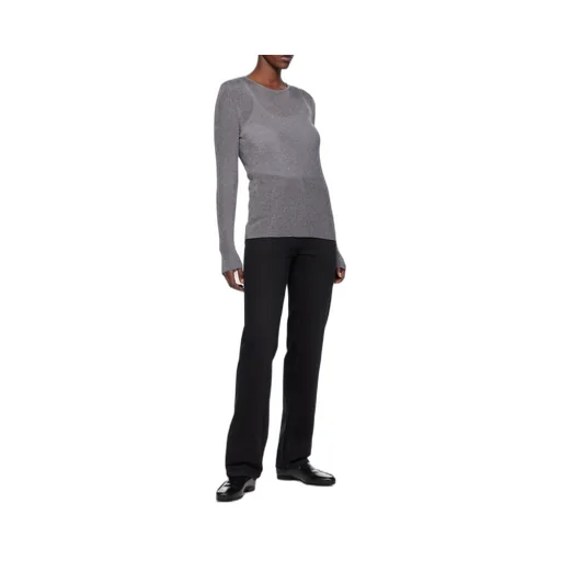 Metallic Ribbed-Knit Jumper