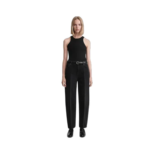 Faded-Effect Tapered-Leg Jeans