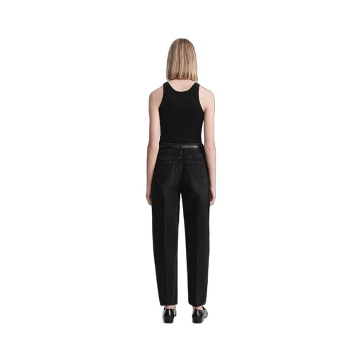 Faded-Effect Tapered-Leg Jeans