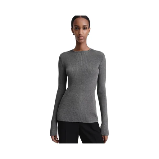 Metallic Ribbed-Knit Jumper