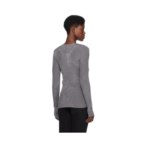 Metallic Ribbed-Knit Jumper