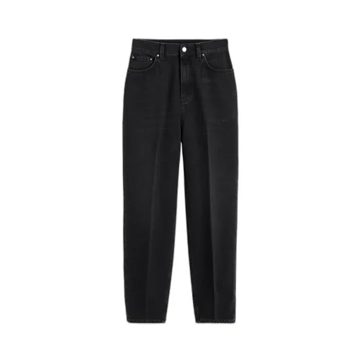 Faded-Effect Tapered-Leg Jeans