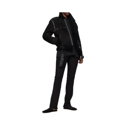 Shearling-Trim Zip-Up Suede Jacket