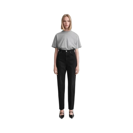 Faded-Effect Tapered-Leg Jeans