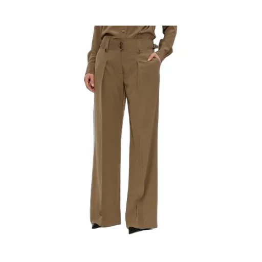Pleated Button-Fastening Trousers