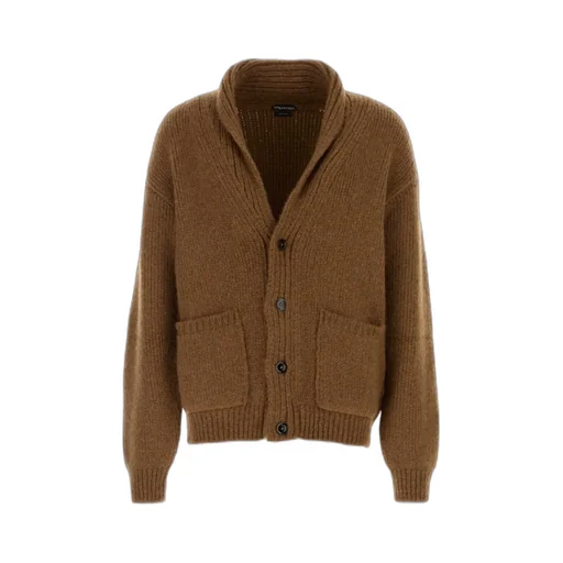 Shawl-Collar Buttoned Cardigan