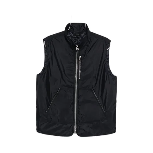 Leather-Trimmed Zip-Front Vest