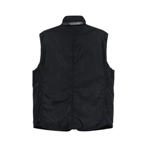 Leather-Trimmed Zip-Front Vest