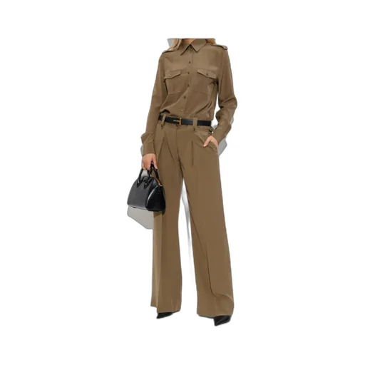 Pleated Button-Fastening Trousers