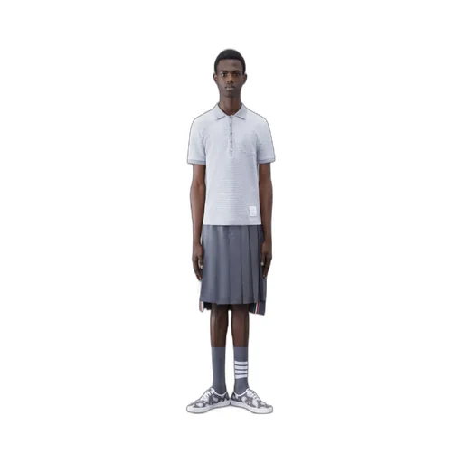 Striped Logo Patch Short-Sleeved Polo Shirt