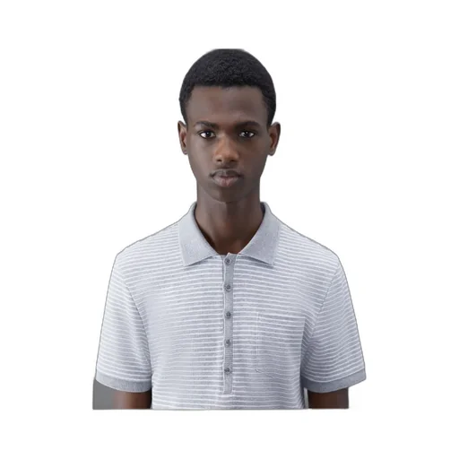 Striped Logo Patch Short-Sleeved Polo Shirt