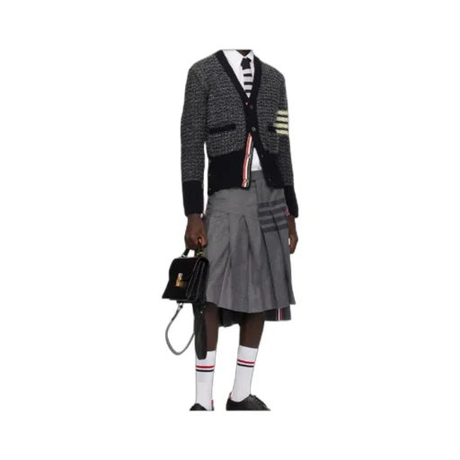 4-Bar MÉLange-Effect Button-Up Cardigan