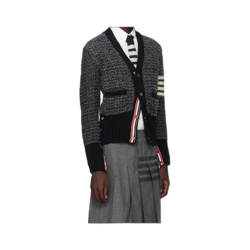 4-Bar MÉLange-Effect Button-Up Cardigan