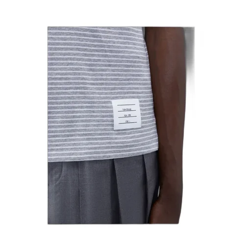 Striped Logo Patch Short-Sleeved Polo Shirt