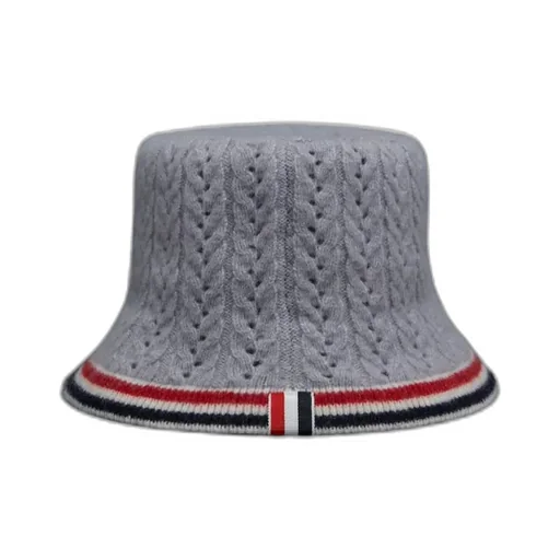 Cable-Pointelle Knitted Bucket Hat