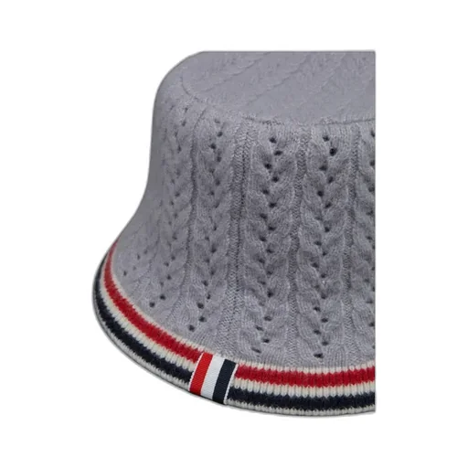 Cable-Pointelle Knitted Bucket Hat