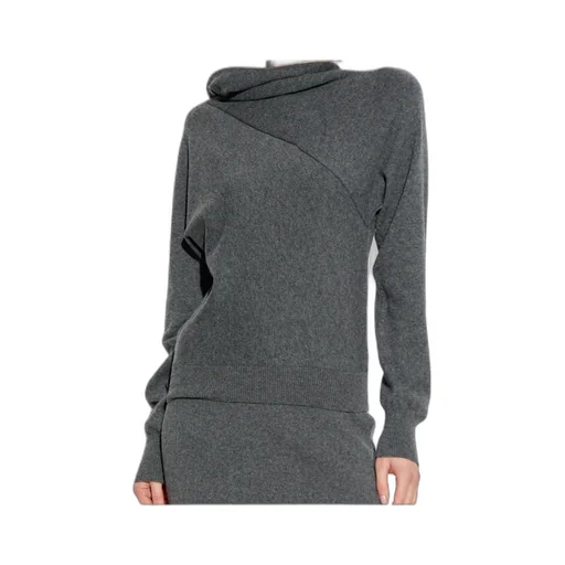 Wrap Collar Knitted Jumper