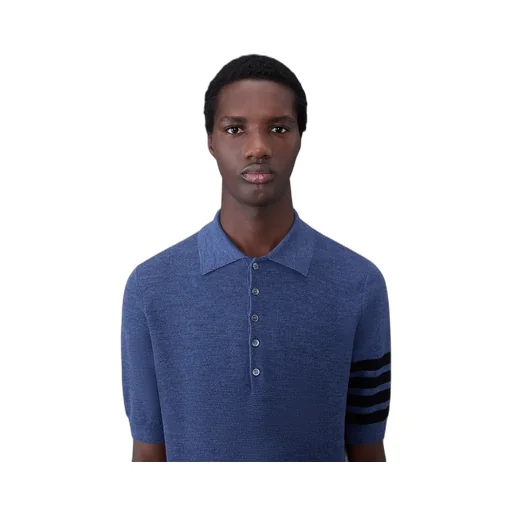 Stripe-Detail Short-Sleeved Polo Shirt