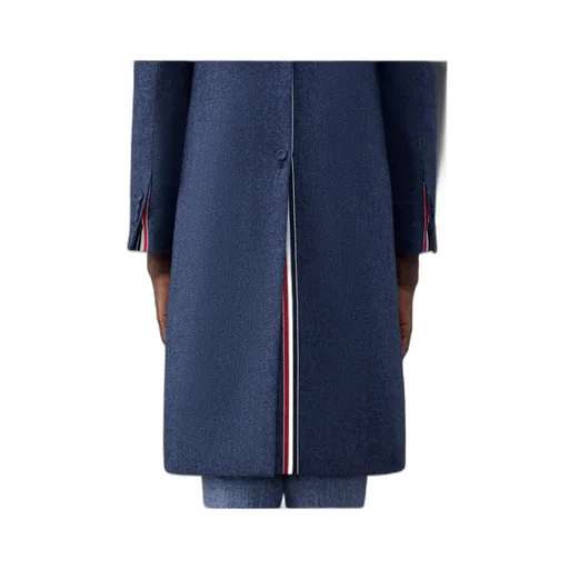 Stripe-Detailed Concealed Fastened Coat