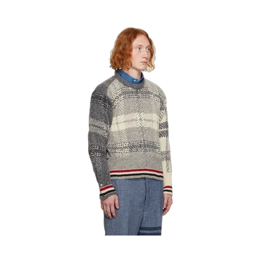 Tartan Printed Ribbed Pullover