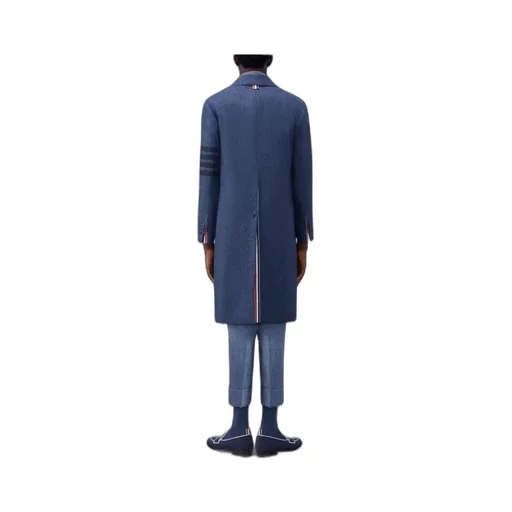 Stripe-Detailed Concealed Fastened Coat