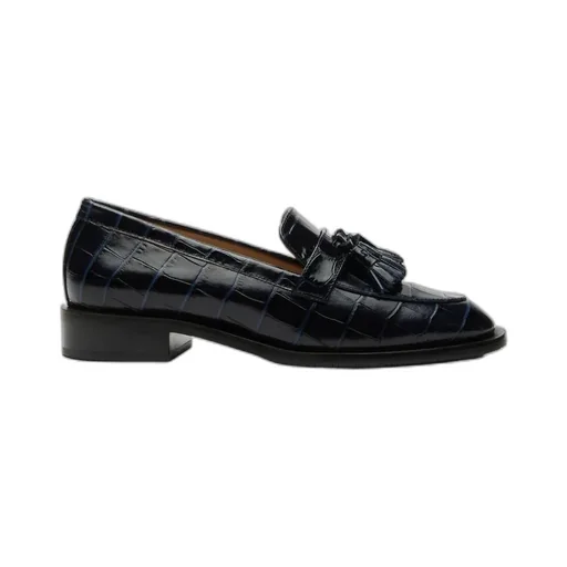 Crocodile-Effect Tasseled Loafers