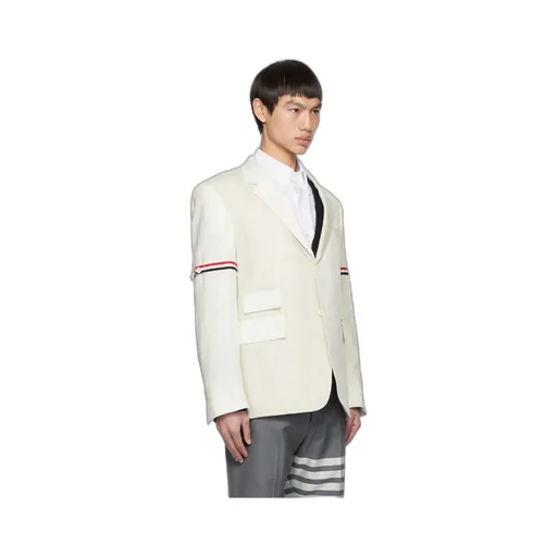 Rwb Stripe Single-Breasted Linen Blazer