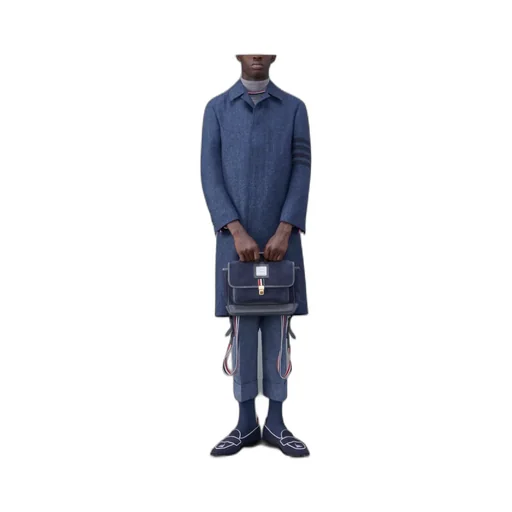 Stripe-Detailed Concealed Fastened Coat