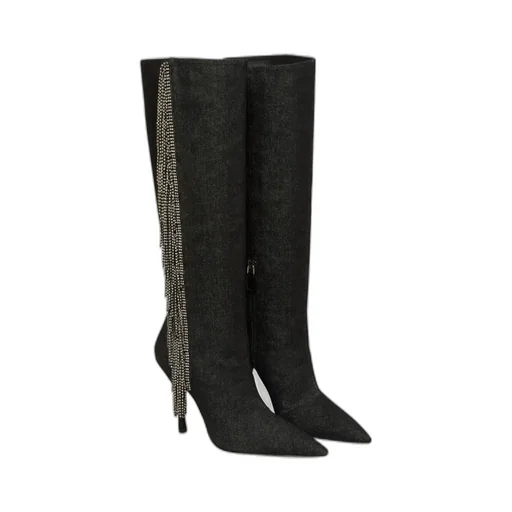 Crystal Fringe 100Mm Knee-High Boots