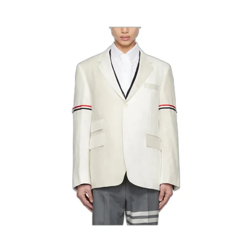 Rwb Stripe Single-Breasted Linen Blazer