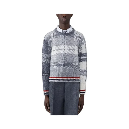 Tartan Printed Ribbed Pullover