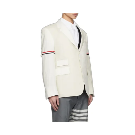 Rwb Stripe Single-Breasted Linen Blazer